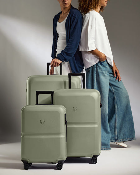 Suitcase Set in Clover Green - Single Stripe