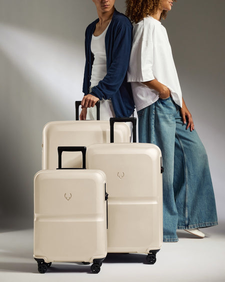 Suitcase Set in Wheat Beige - Single Stripe