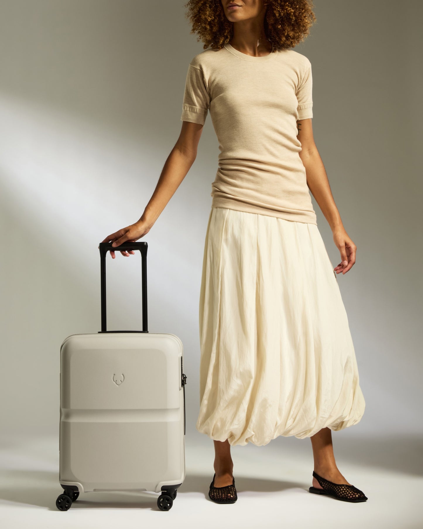 Cabin Suitcase in Taupe - Single Stripe