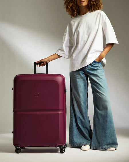 Large Suitcase in Heather Purple - Single Stripe