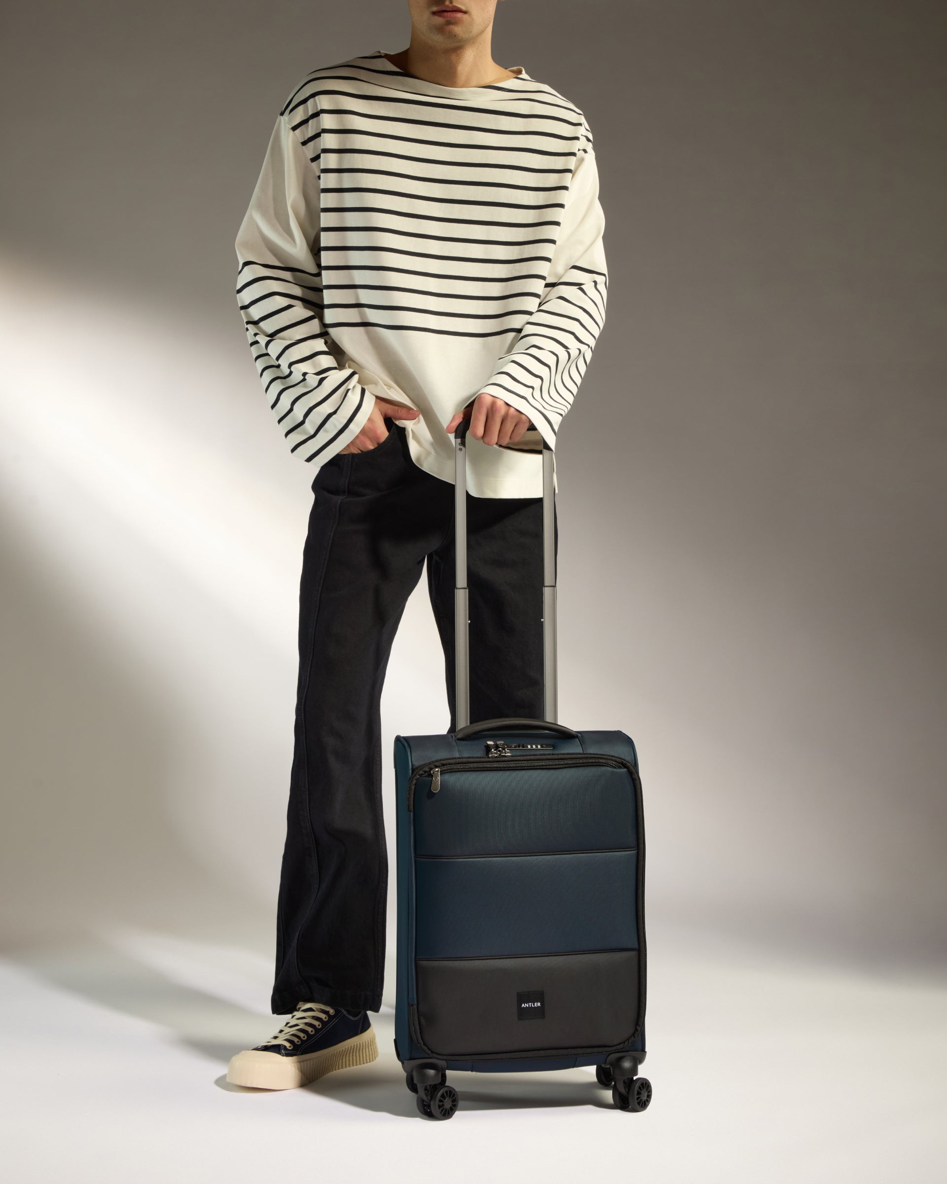 Lightest Cabin Suitcase in Indigo Soft Stripe