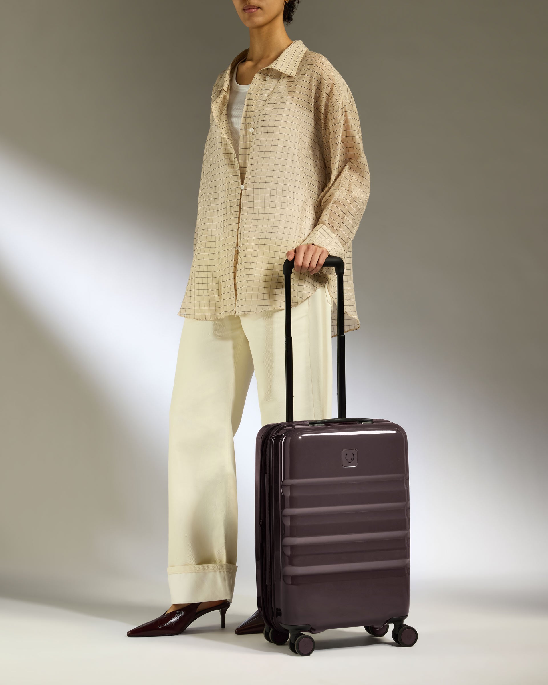 a woman with a suitcase