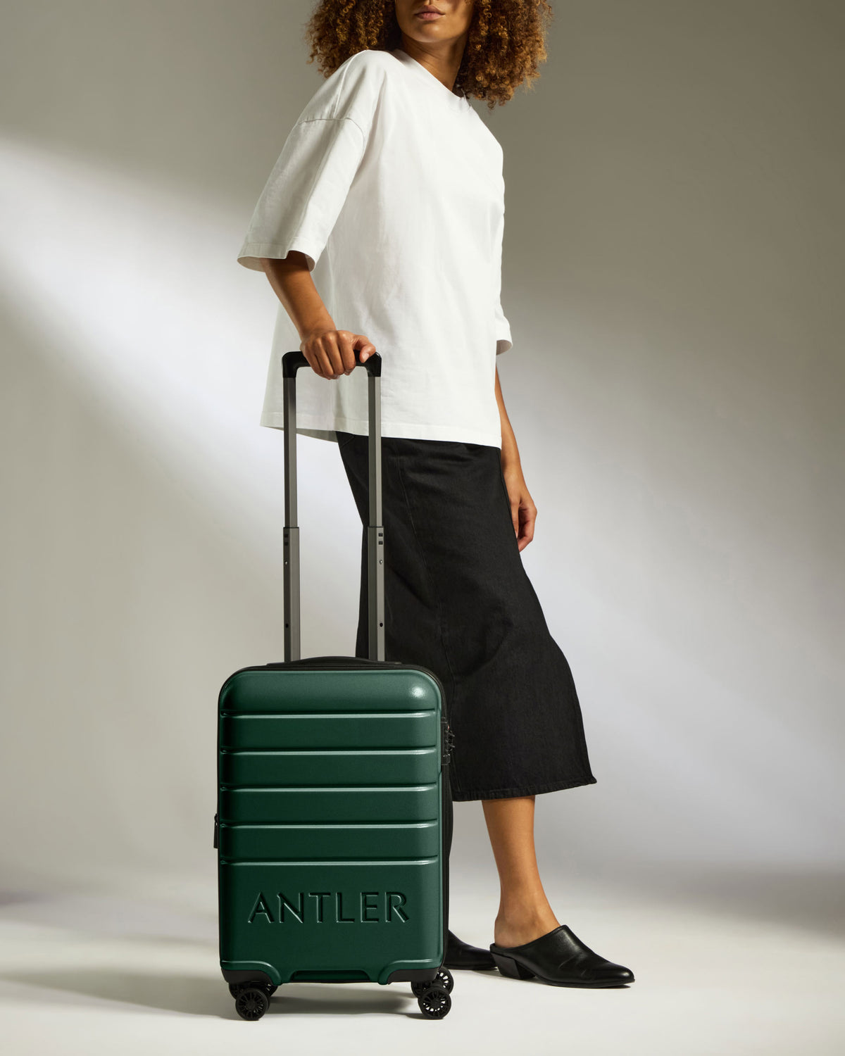 a woman with a suitcase