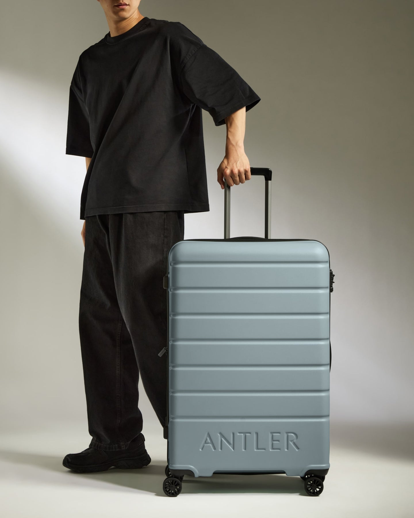 Large Suitcase in Cool Grey - Logo