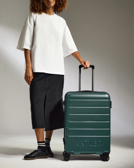 Medium Suitcase in Dark Teal - Logo