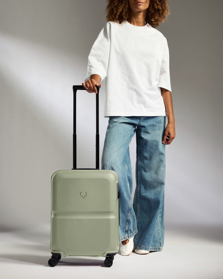 Cabin Suitcase in Clover Green - Single Stripe