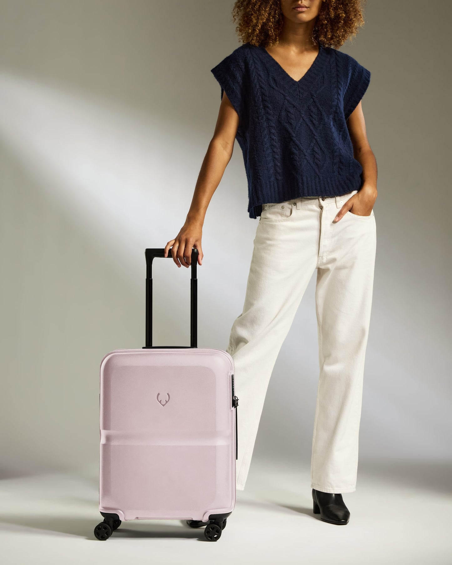 Cabin Suitcase in Dusk Pink - Single Stripe