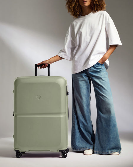 Large Suitcase in Clover Green - Single Stripe