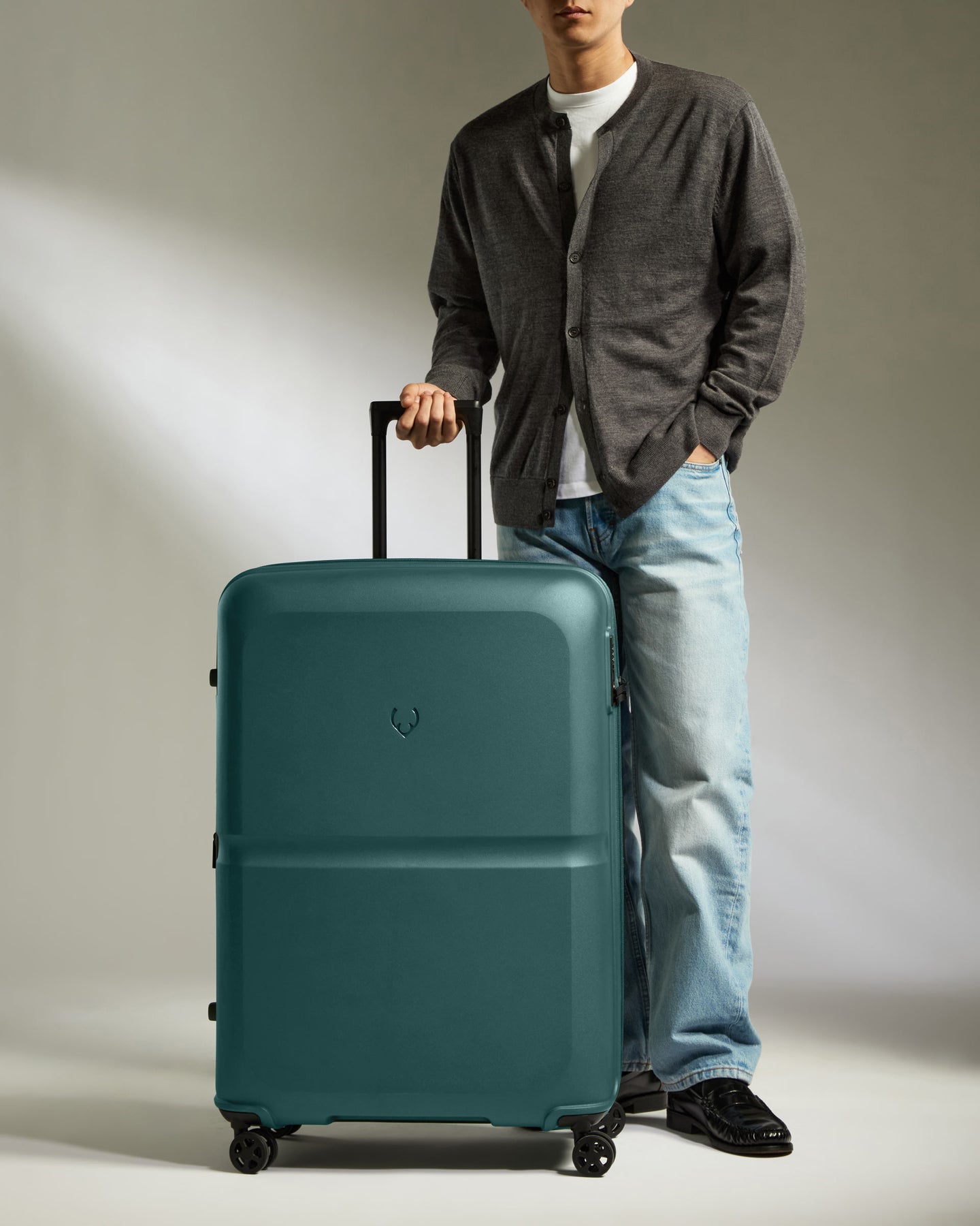 Large Suitcase in Marsh Blue - Single Stripe