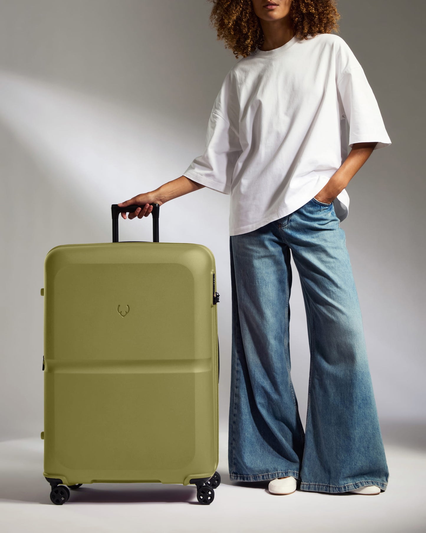 Large Suitcase in Reed Green - Single Stripe