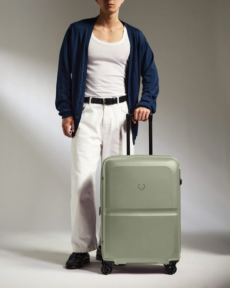 Medium Suitcase in Clover Green - Single Stripe