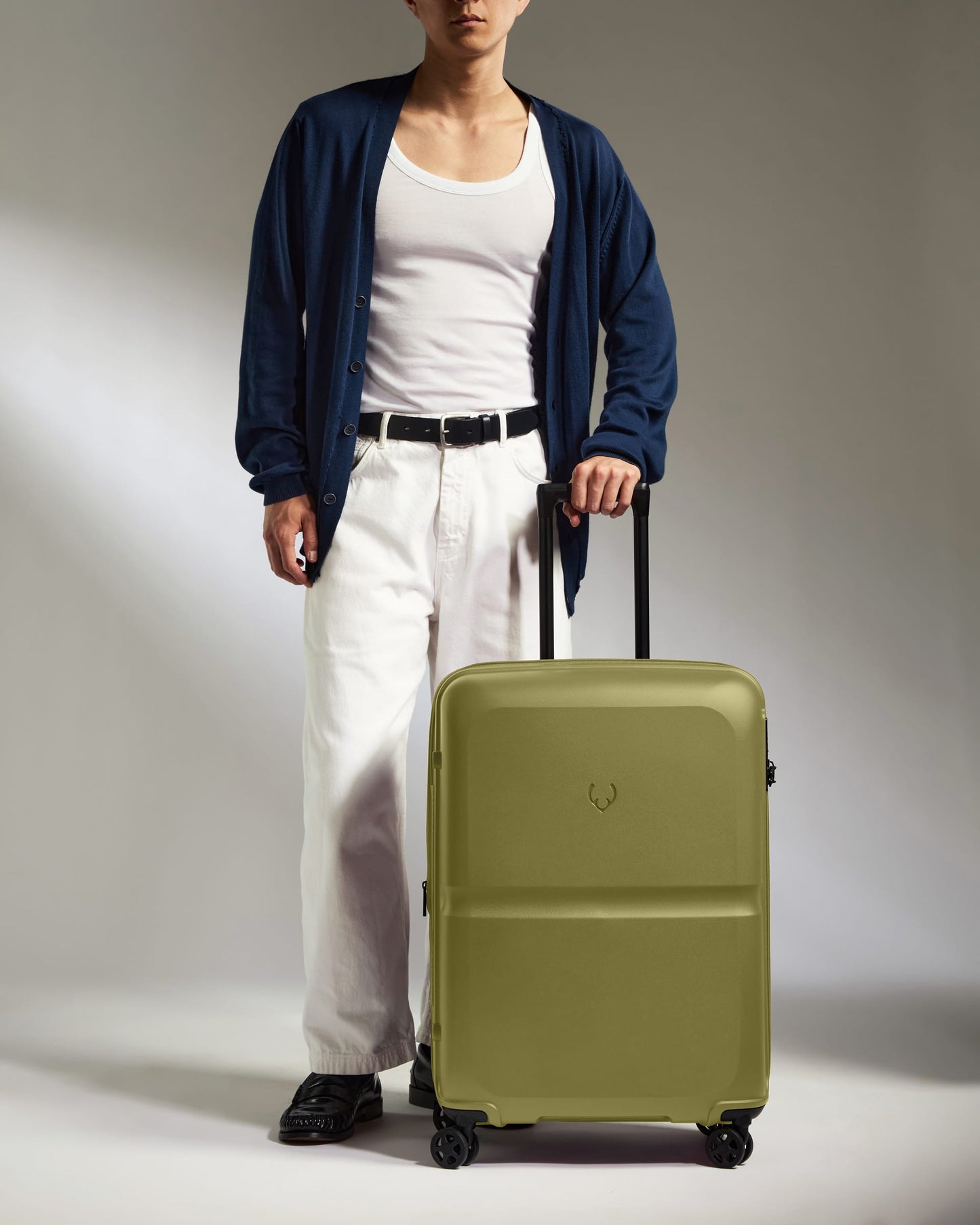 Medium Suitcase in Reed Green - Single Stripe