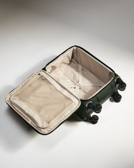 Lightest Cabin Suitcase in Antler Green- Soft Stripe