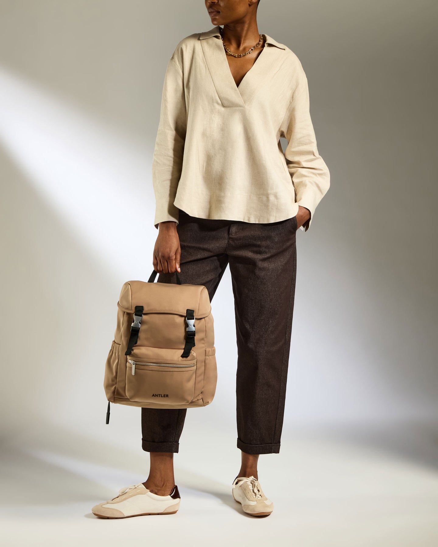 Icon Drawstring Backpack in Sand