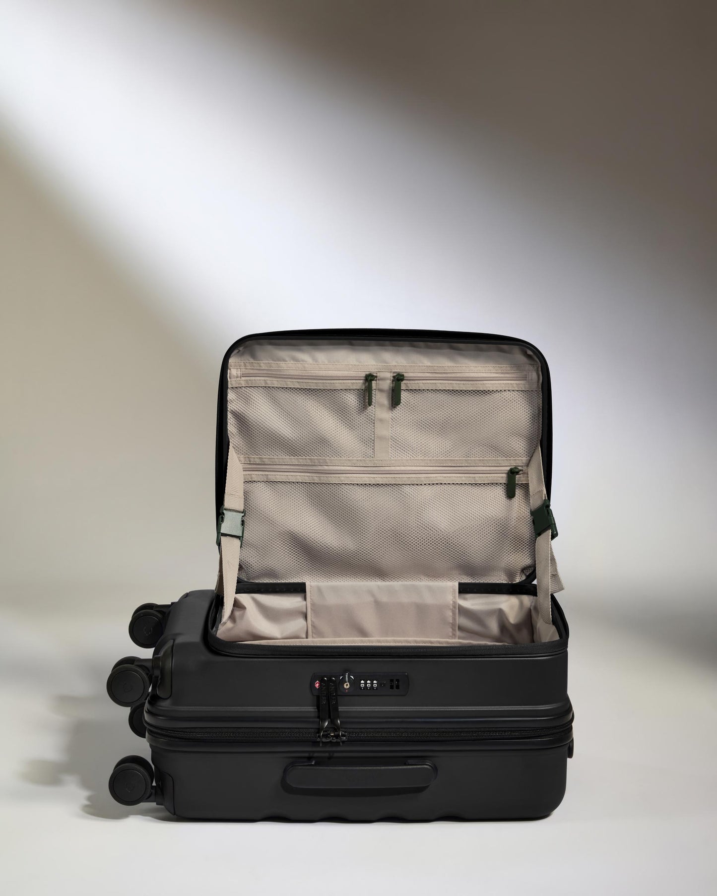 Dual Opening Cabin Suitcase in Black - Icon Stripe