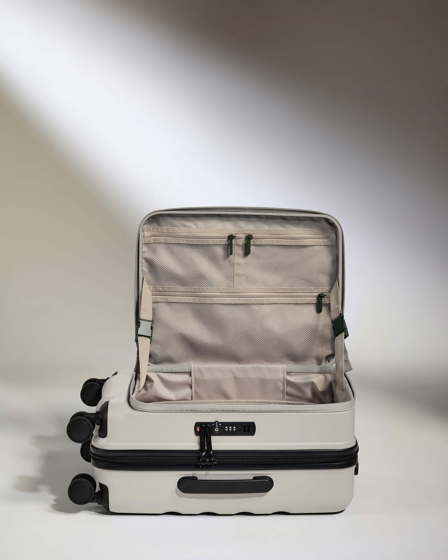 Dual Opening Cabin Suitcase in Taupe - Icon Stripe