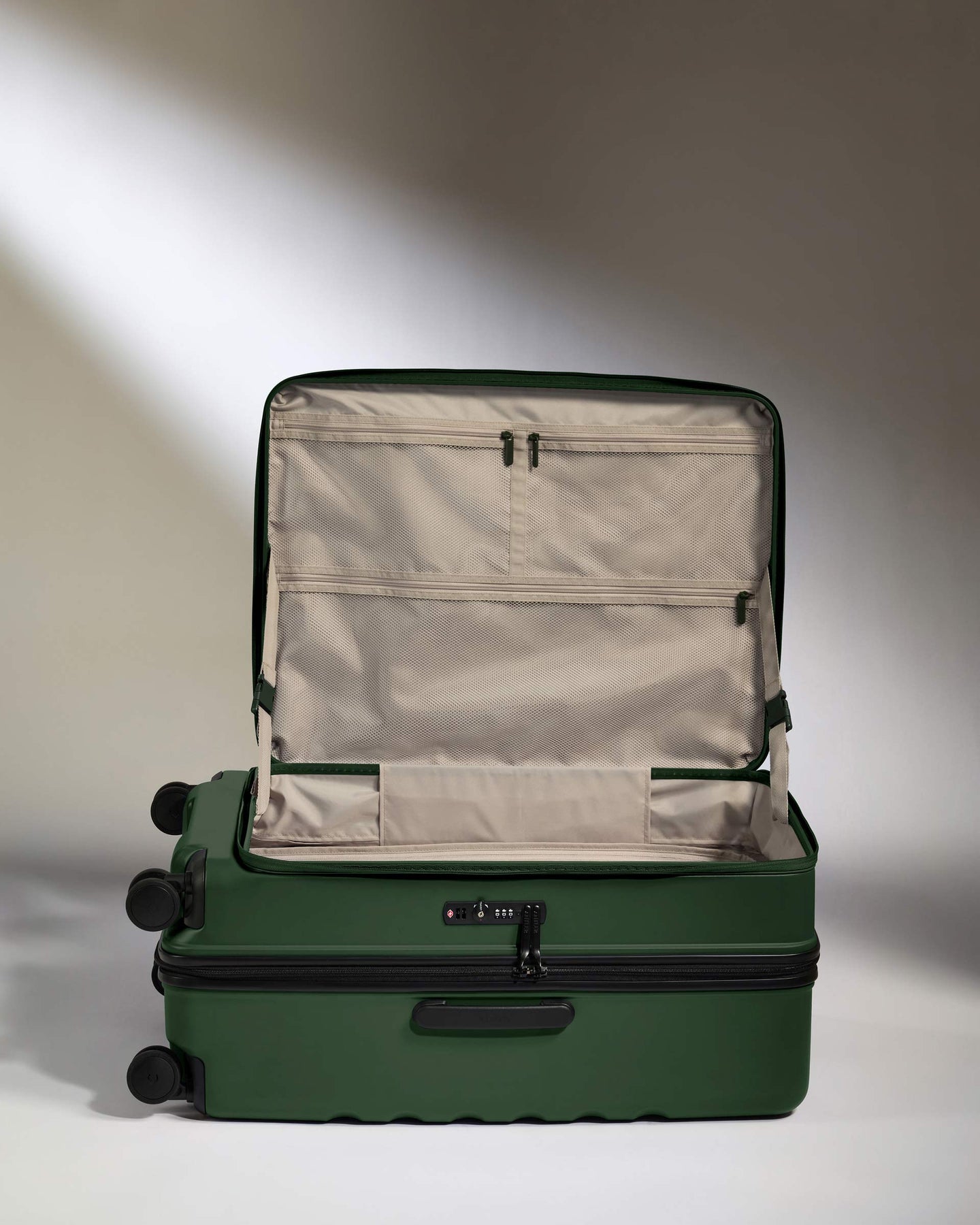 Dual Opening Large Suitcase in Antler Green - Icon Stripe