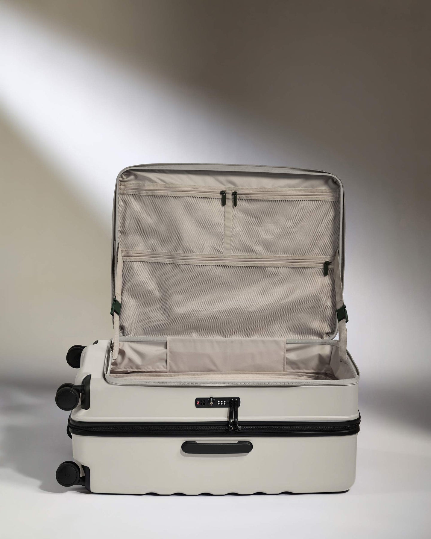 Dual Opening Large Suitcase in Taupe - Icon Stripe
