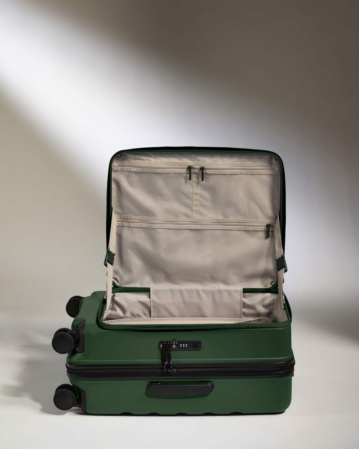 Dual Opening Medium Suitcase in Antler Green - Icon Stripe