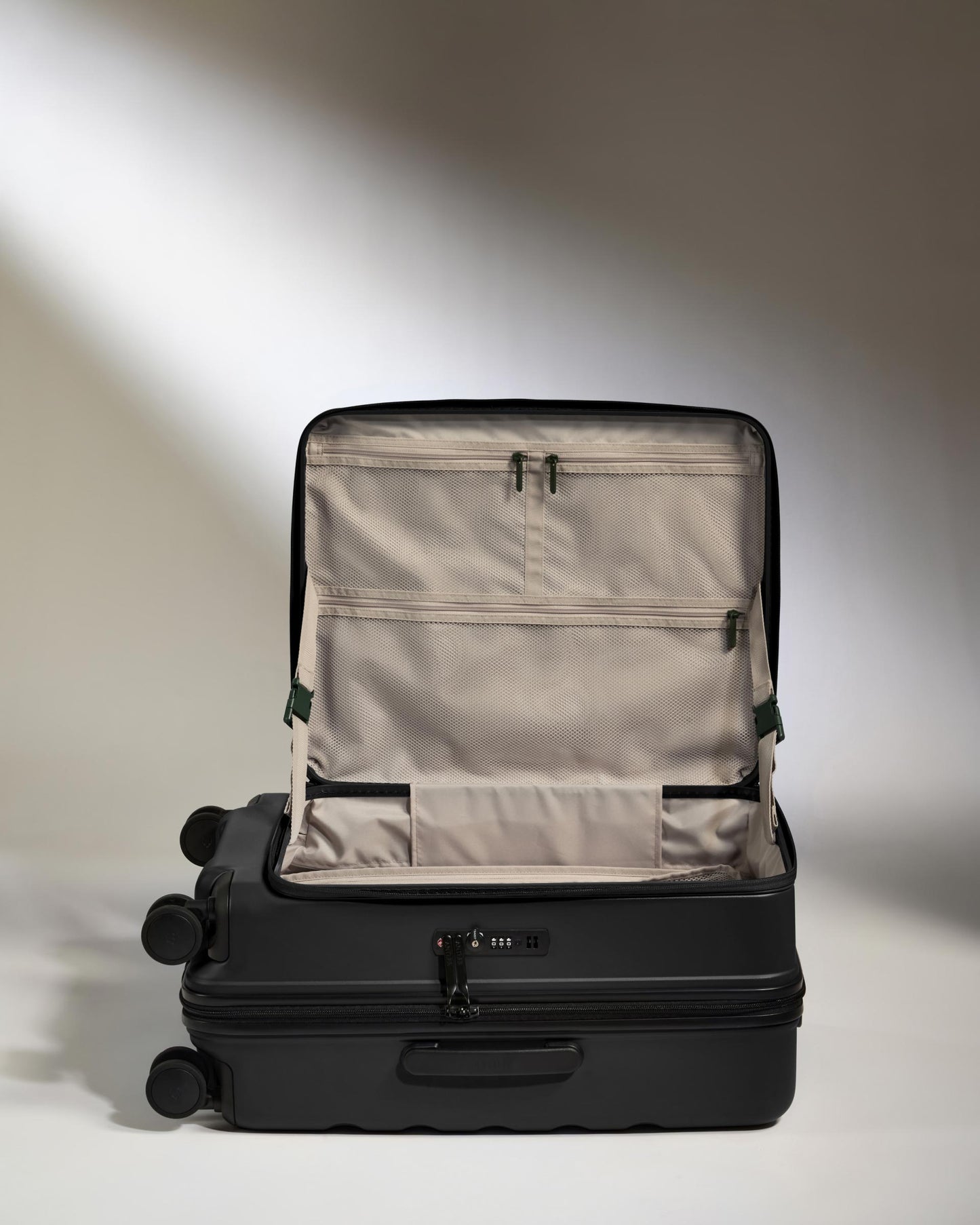 Dual Opening Medium Suitcase in Black - Icon Stripe