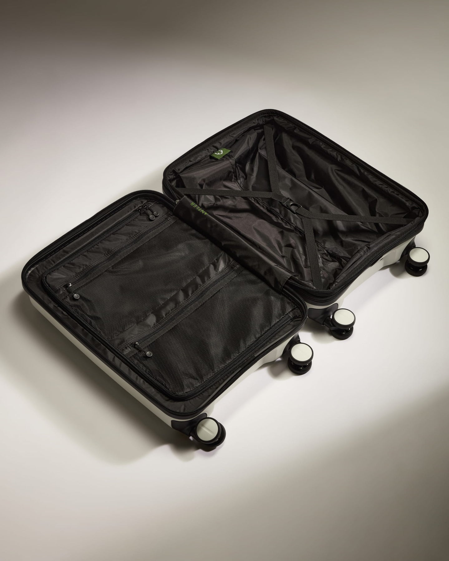 Expandable Cabin Suitcase in White - Logo Stripe