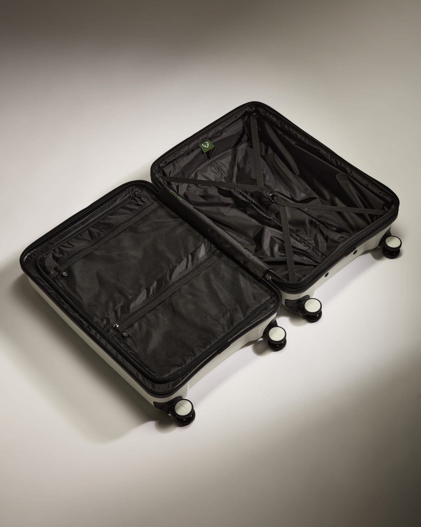 Medium Suitcase in White - Logo Stripe