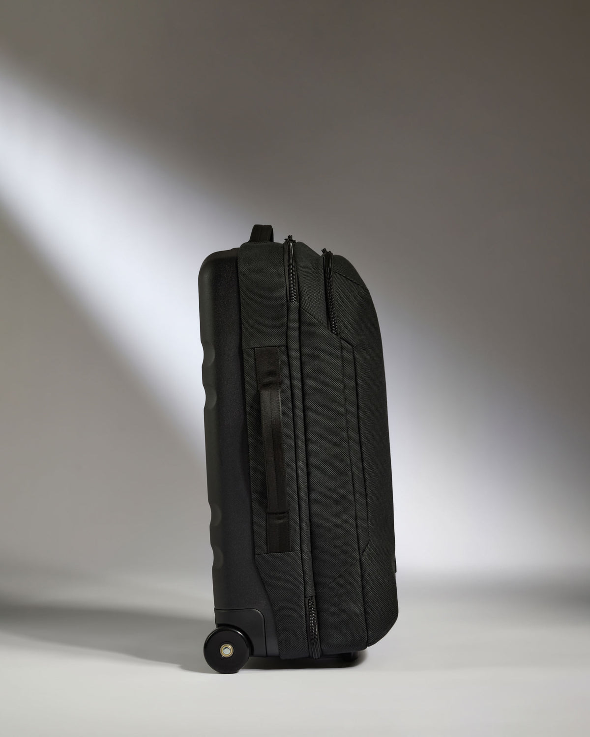 a black suitcase with wheels