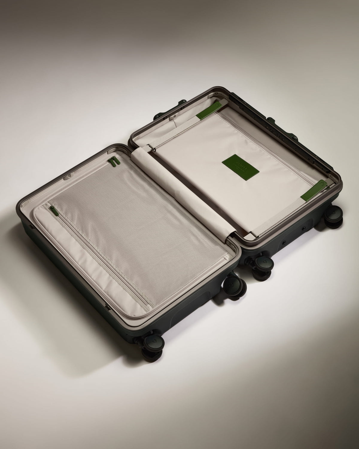 Medium Suitcase in Dark Forest Green - Heritage Stripe