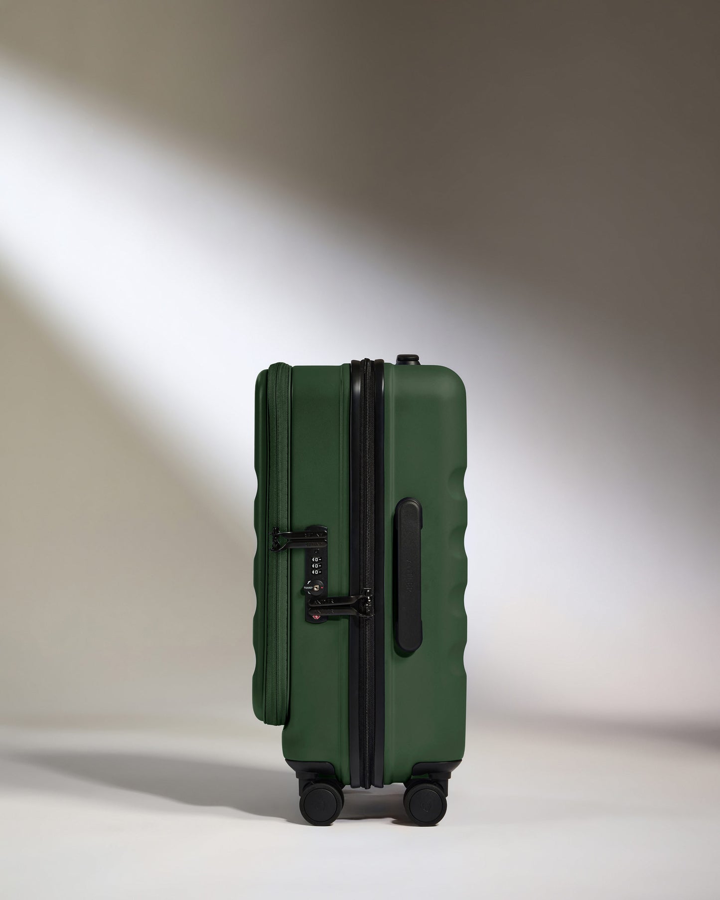 Dual Opening Cabin Suitcase in Antler Green - Icon Stripe