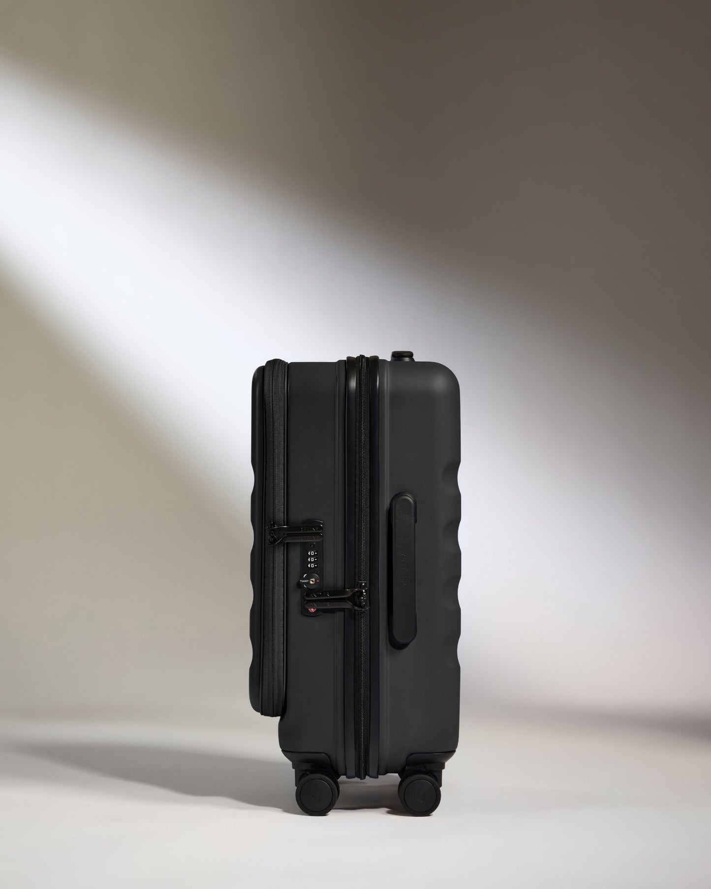 Dual Opening Cabin Suitcase in Black - Icon Stripe