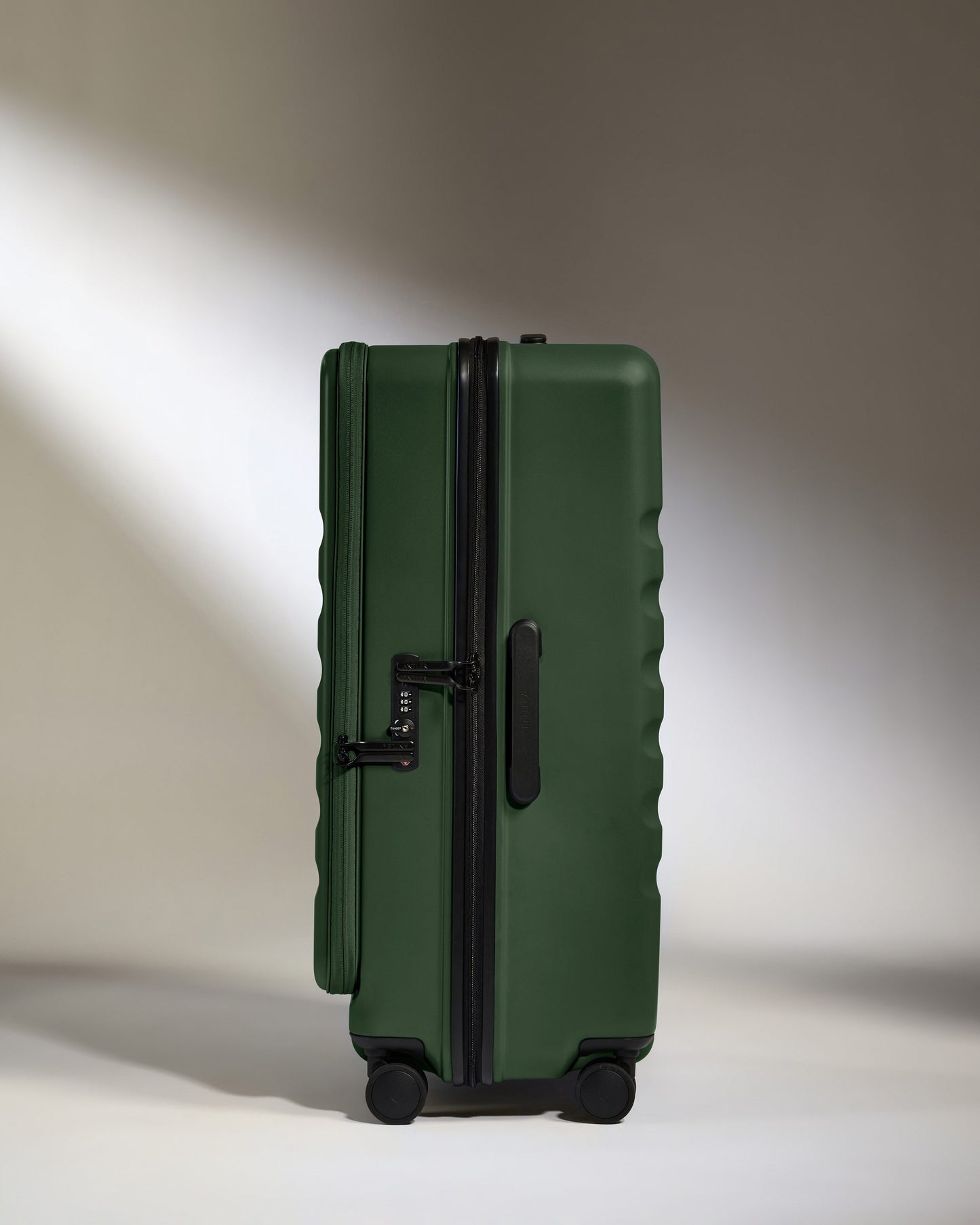 Dual Opening Large Suitcase in Antler Green - Icon Stripe