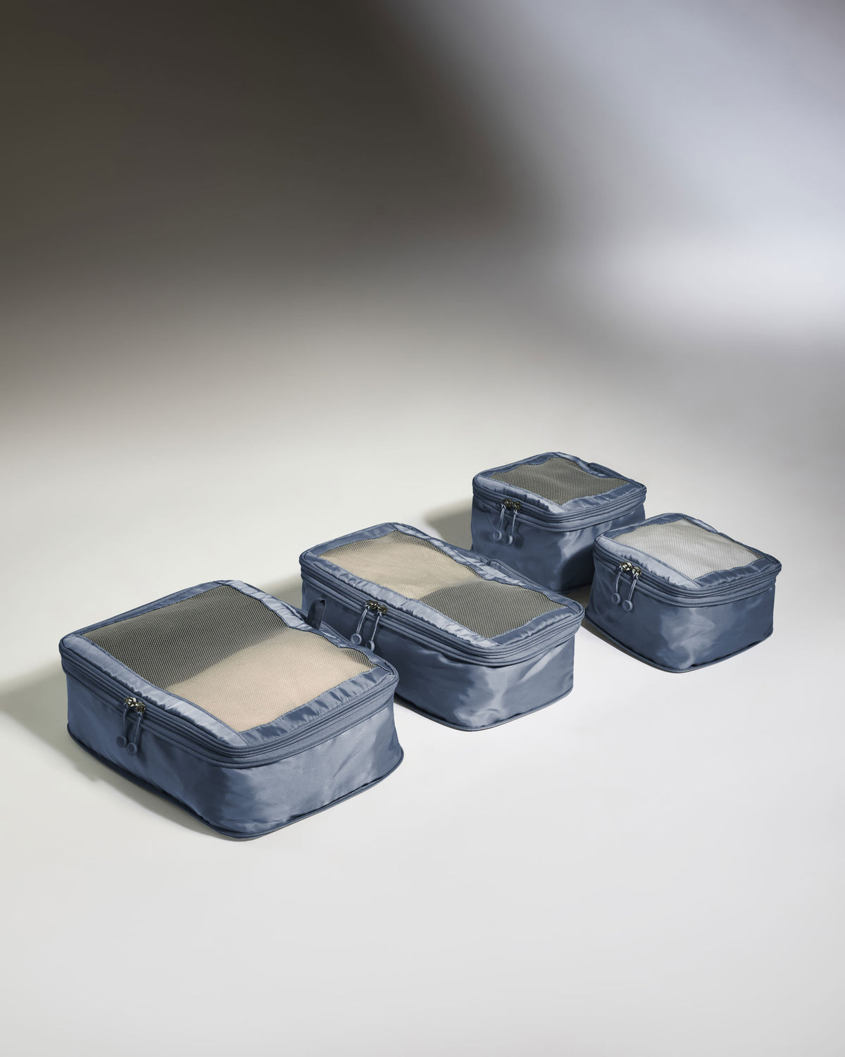 a group of blue bags