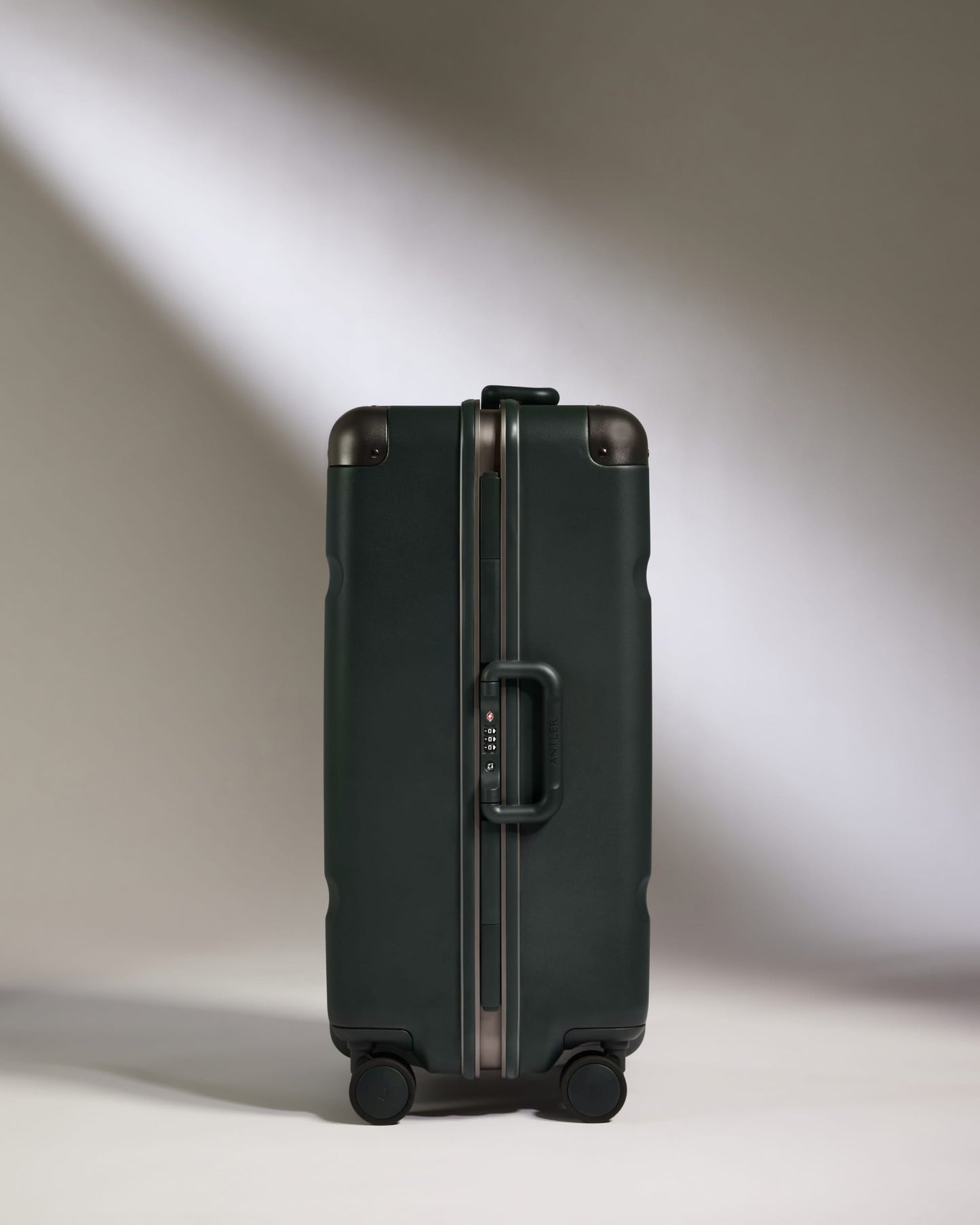 Medium Suitcase in Dark Forest Green - Heritage Stripe