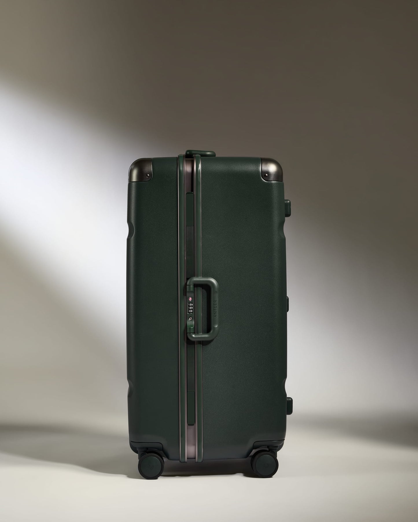 Trunk Suitcase in Dark Forest Green - Heritage Stripe