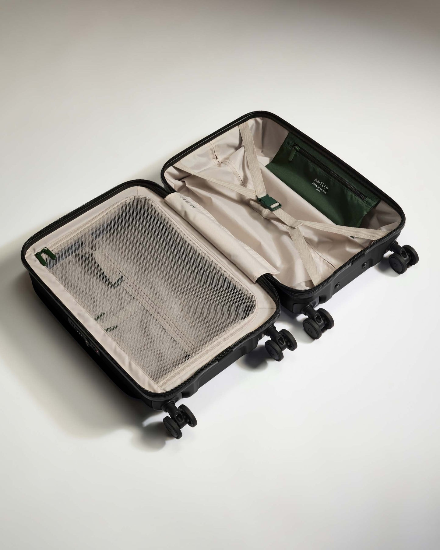 Dual Opening Cabin Suitcase in Black - Icon Stripe