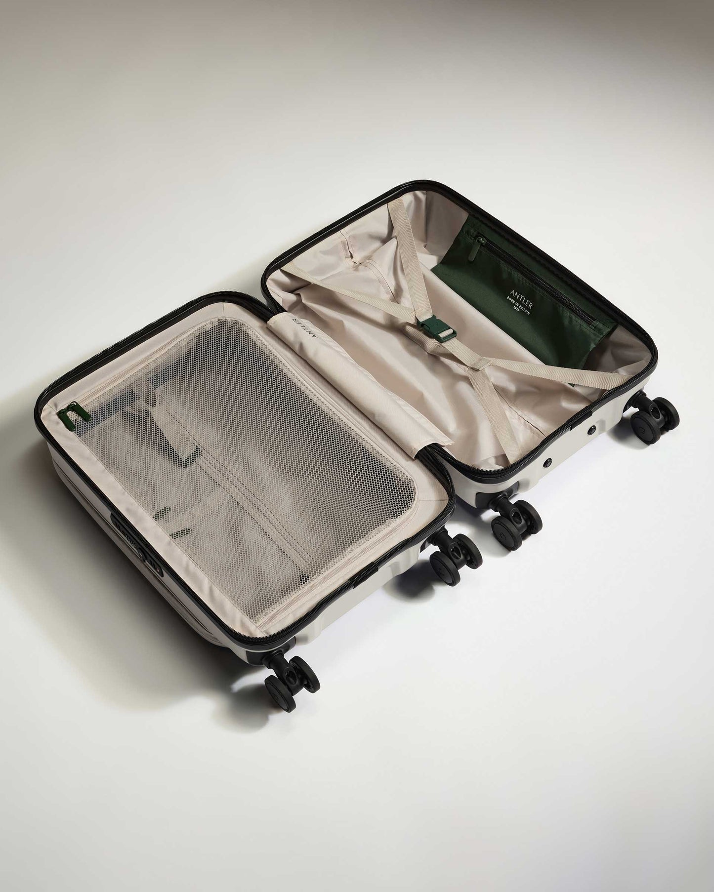 Dual Opening Cabin Suitcase in Taupe - Icon Stripe
