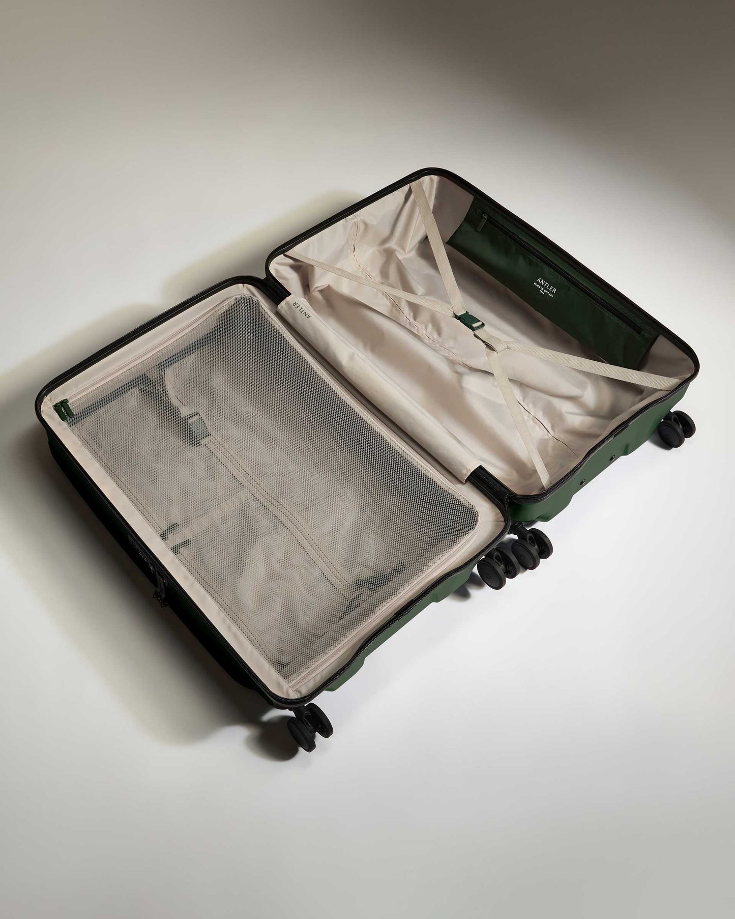 Dual Opening Large Suitcase in Antler Green - Icon Stripe