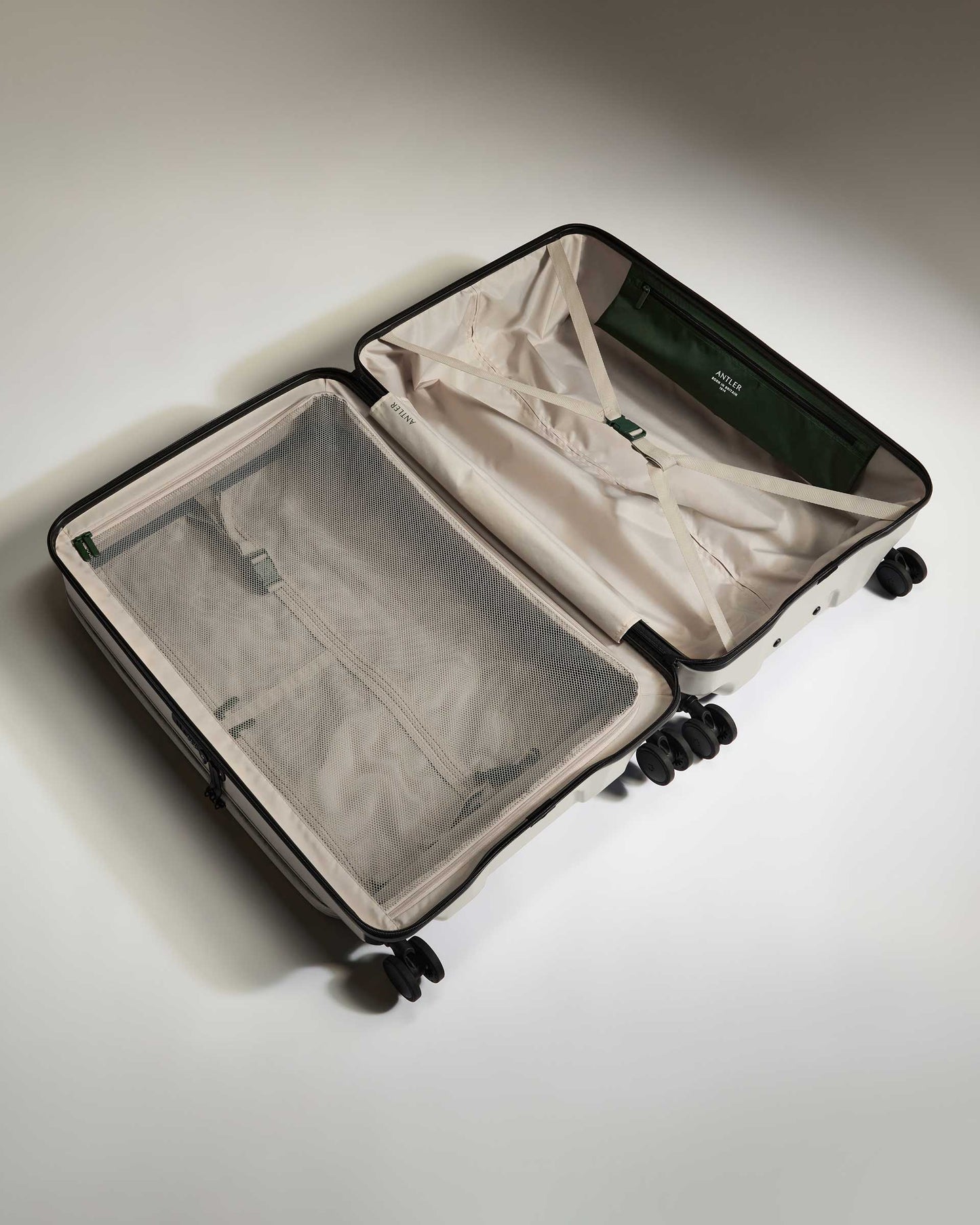 Dual Opening Large Suitcase in Taupe - Icon Stripe