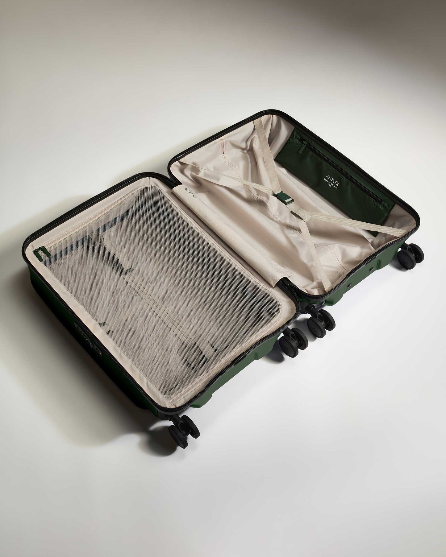 Dual Opening Medium Suitcase in Antler Green - Icon Stripe