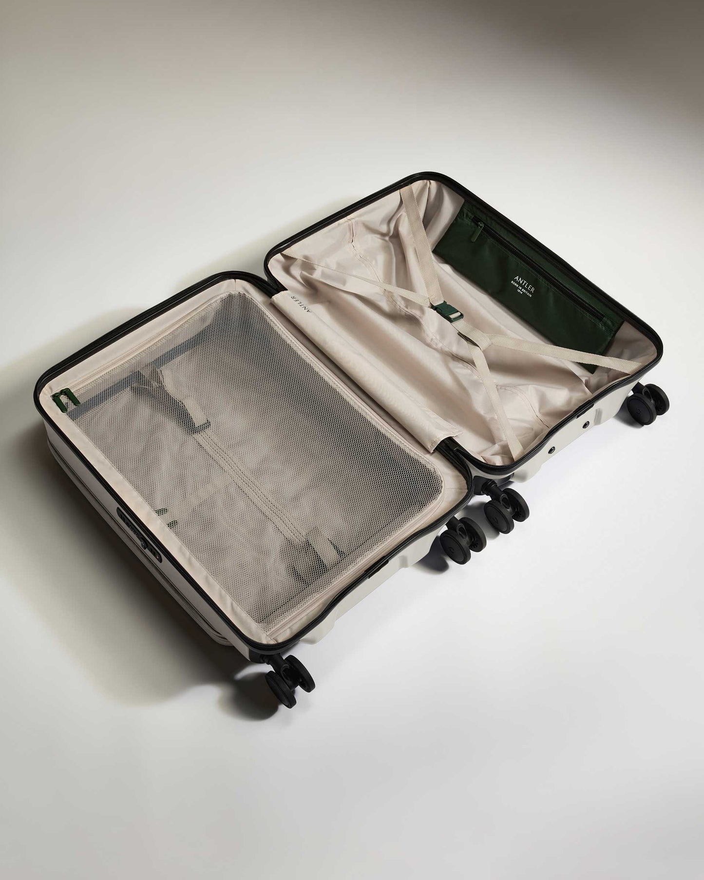 Dual Opening Medium Suitcase in Taupe - Icon Stripe