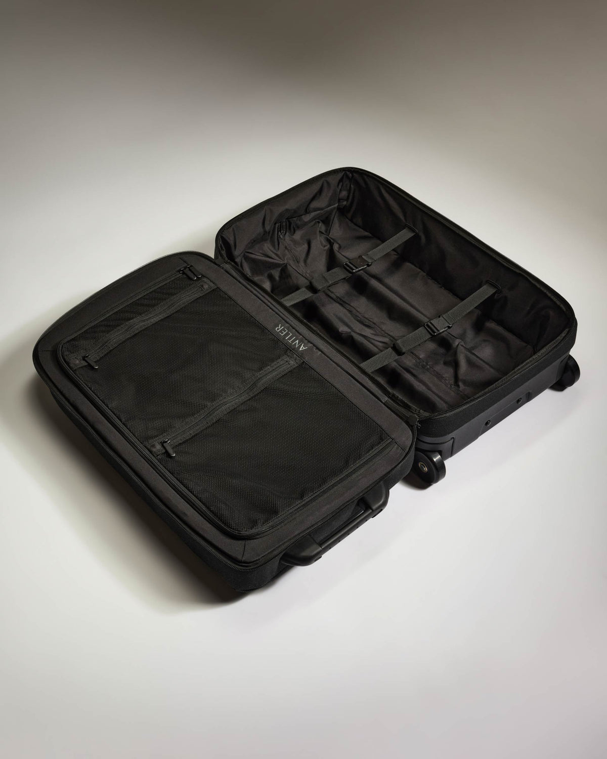 a black suitcase with wheels
