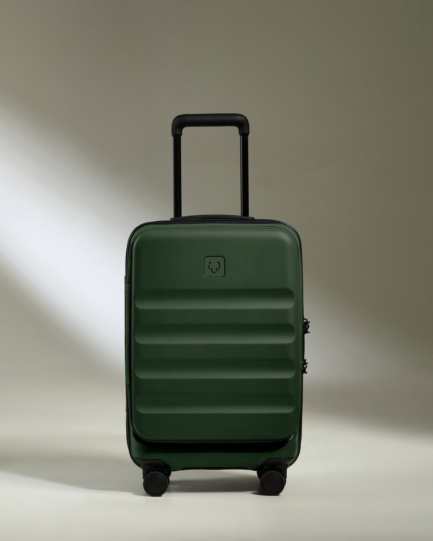 Dual Opening Cabin Suitcase in Antler Green - Icon Stripe