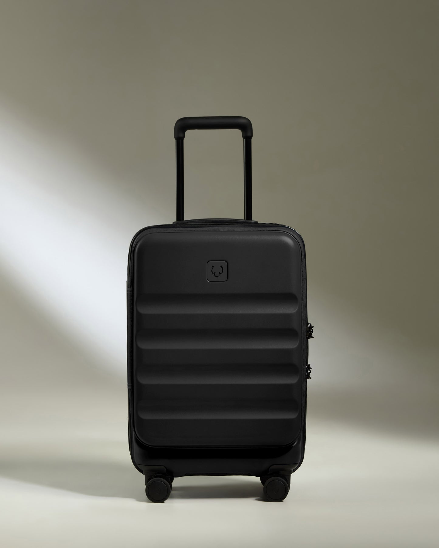 Dual Opening Cabin Suitcase in Black - Icon Stripe
