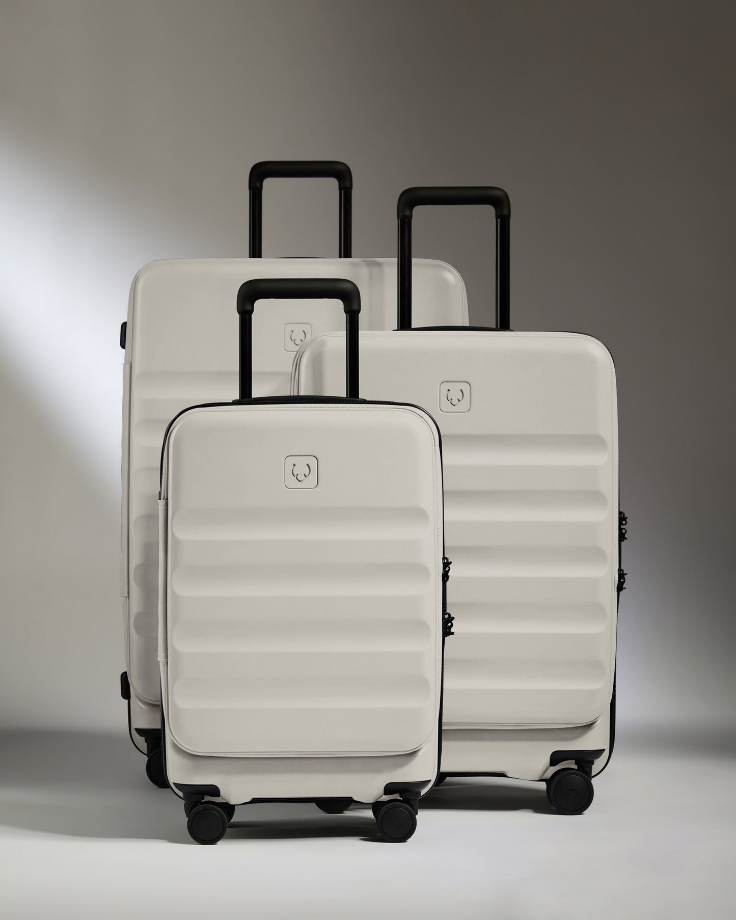 Dual Opening Cabin Suitcase Set in Taupe - Icon Stripe