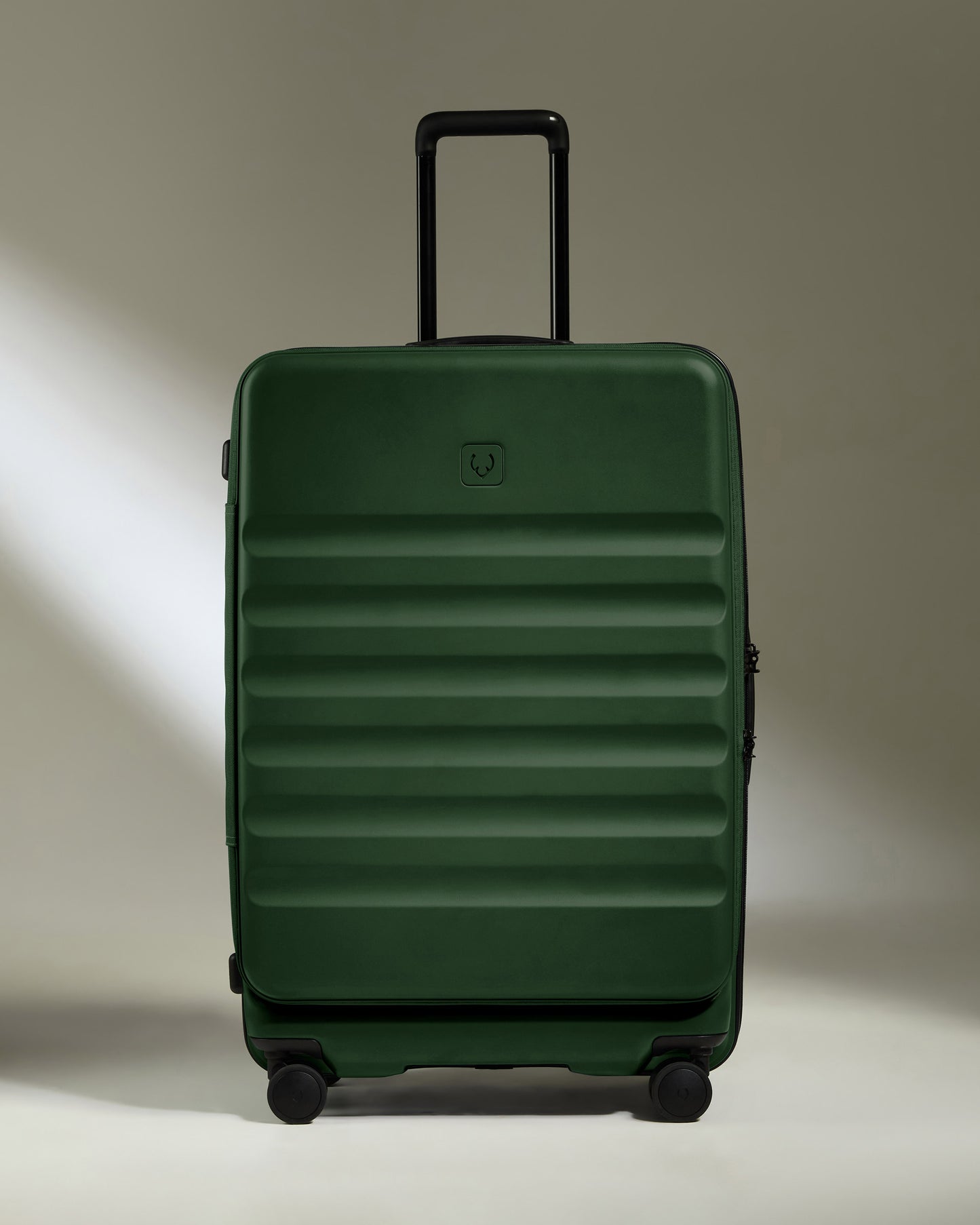 Dual Opening Large Suitcase in Antler Green - Icon Stripe