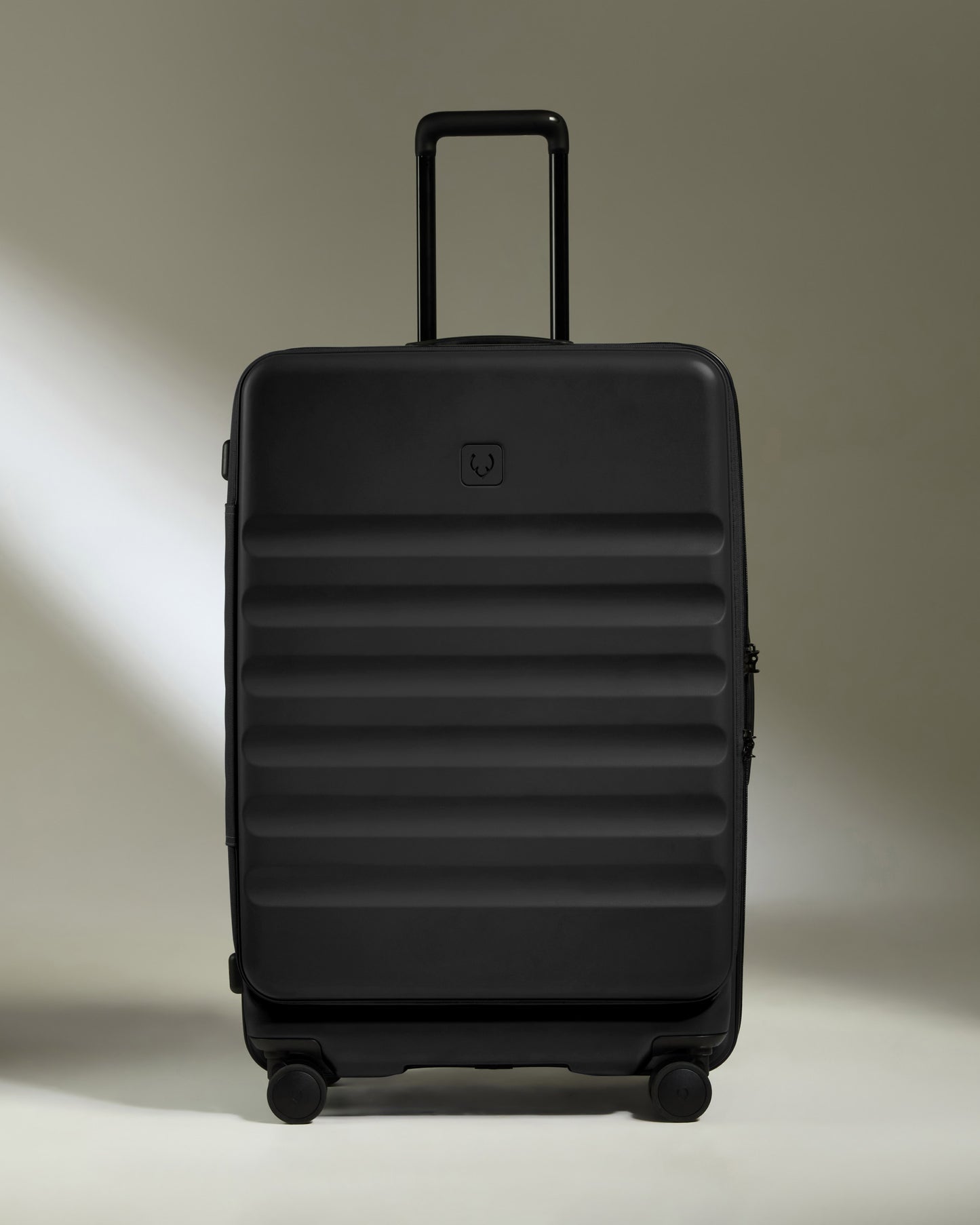 Dual Opening Large Suitcase in Black - Icon Stripe