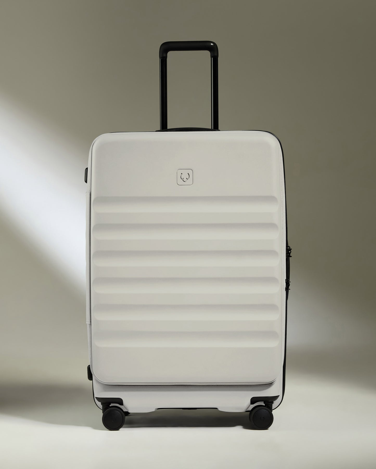 Dual Opening Large Suitcase in Taupe - Icon Stripe
