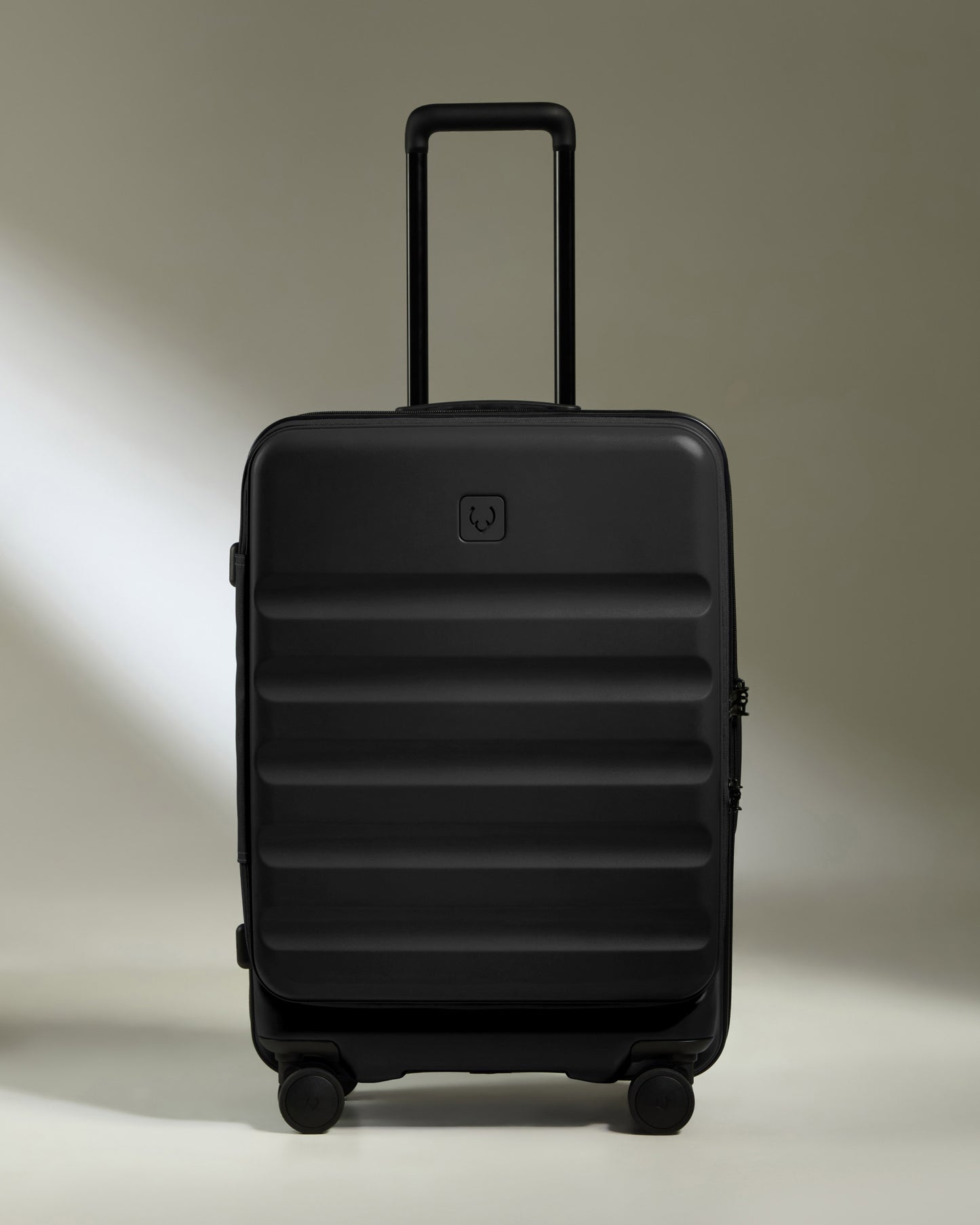 Dual Opening Medium Suitcase in Black - Icon Stripe