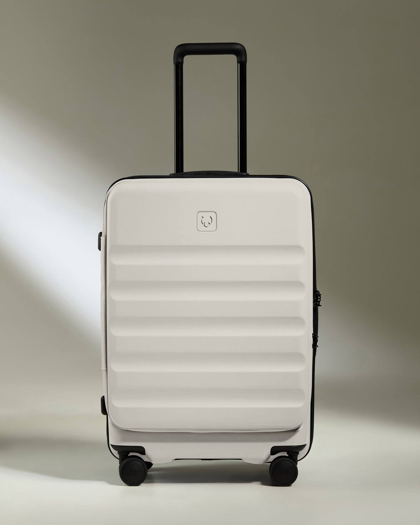 Dual Opening Medium Suitcase in Taupe - Icon Stripe
