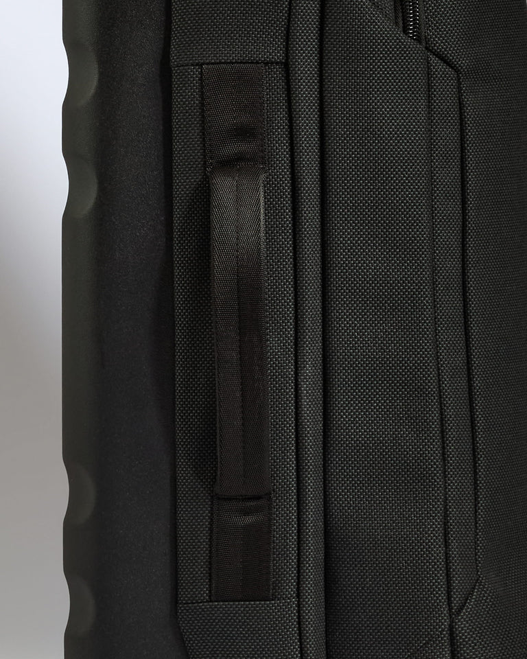 close up of a black suitcase